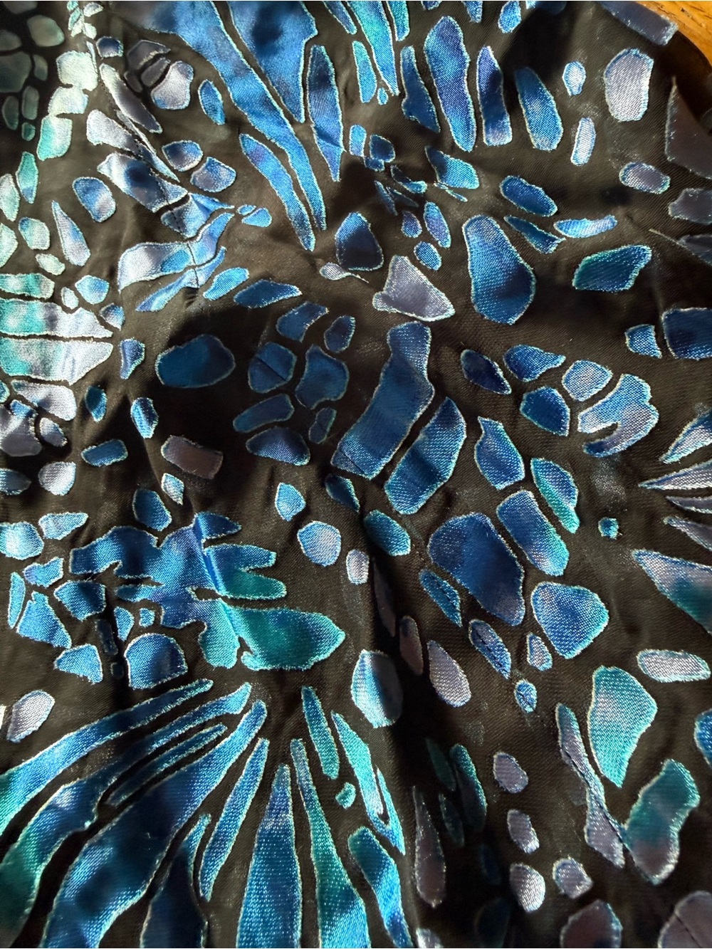 Chico's Blue Floral Silk/Mesh Top